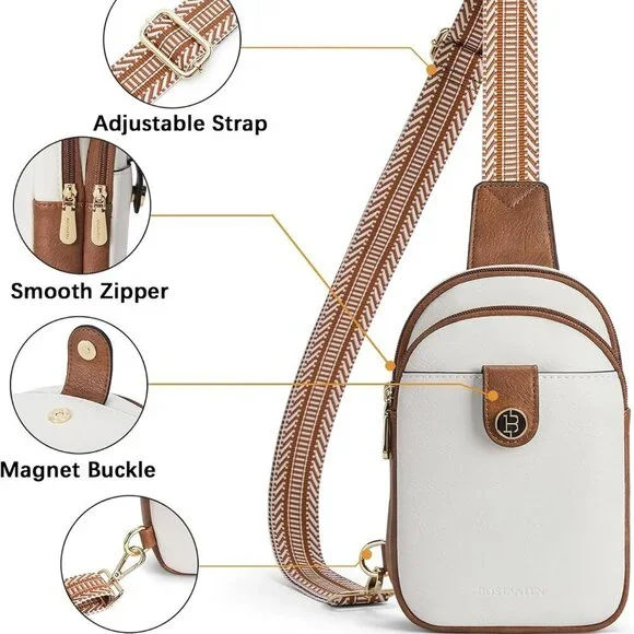 Small Leather Crossbody Bag for Women Compact Stylish Multi-pocket - Picture 6 of 8